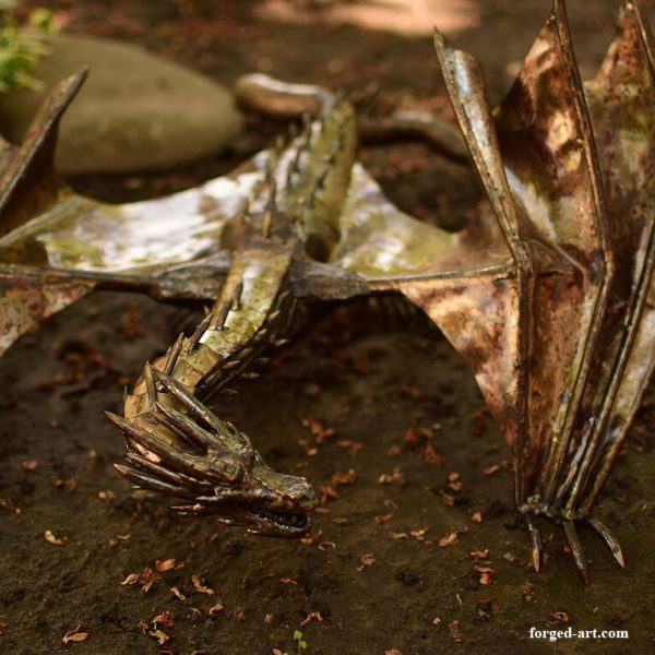 Smaug dragon sculpture - forged, hand-made
